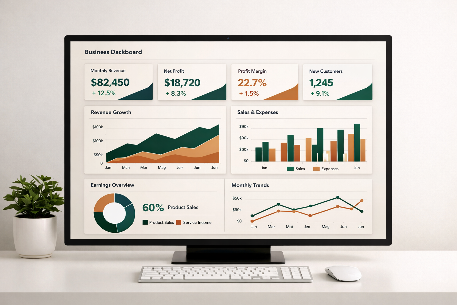 MitrePoint dashboard showing financial overview on a monitor